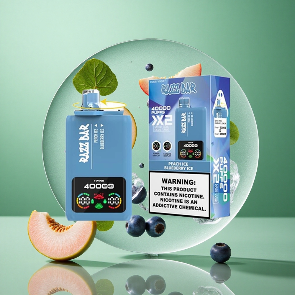 Razz Bar 40000 Puffs Fersken Is_Blåbær Is Skjermvisning Type-C Port wholesale Norway