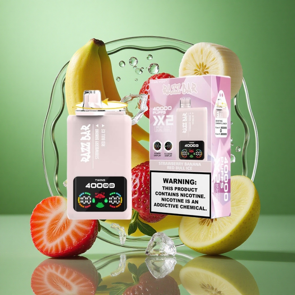 Razz Bar 40000 Puffs Jordbær Banan_Rød Okse Is Strøm Skjerm Visning Type-C Port wholesale Norway