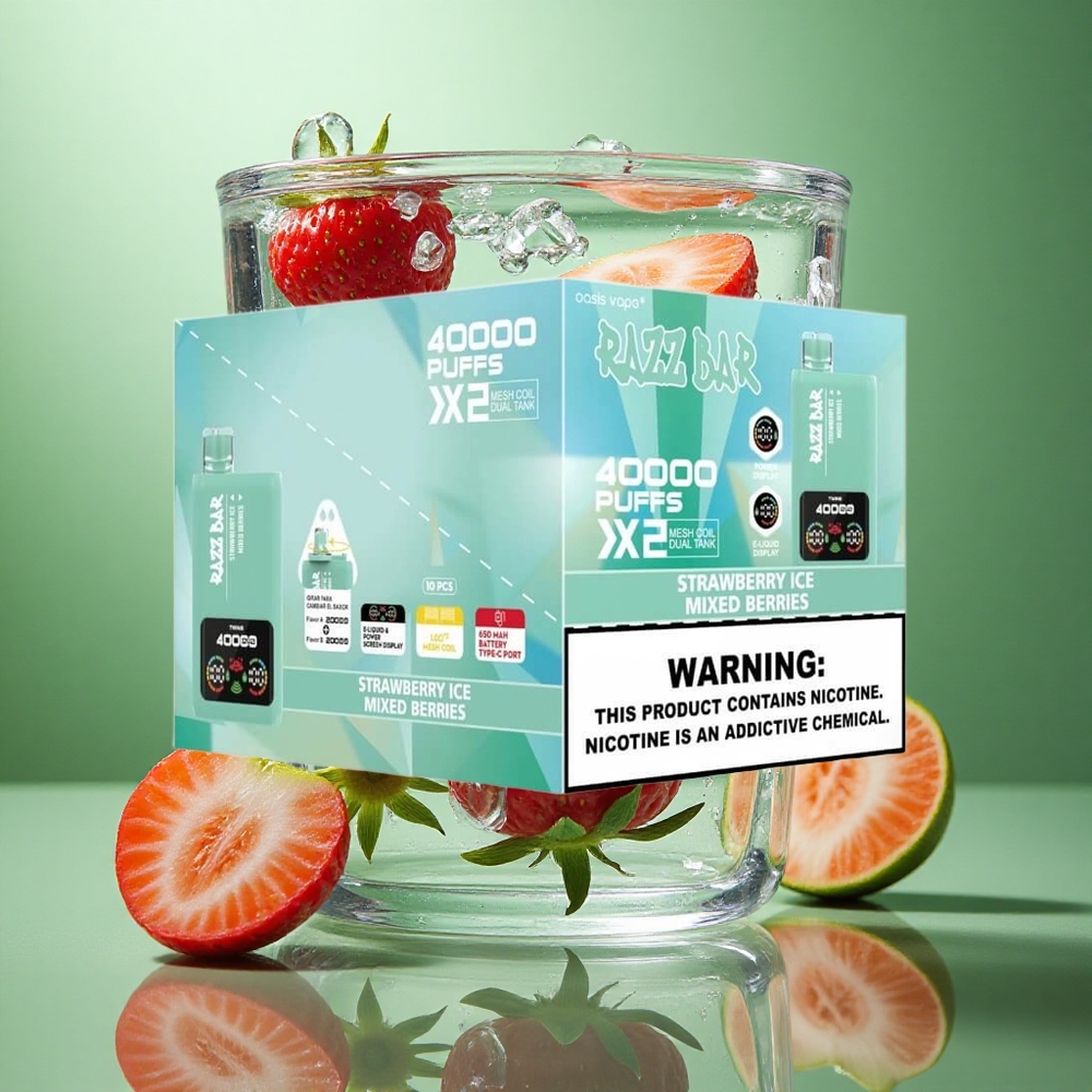 Razz Bar 40000 Puffs Jordbær Is_Blandede Bær Strømskjermvisning 650 Mah Batteri wholesale Norway