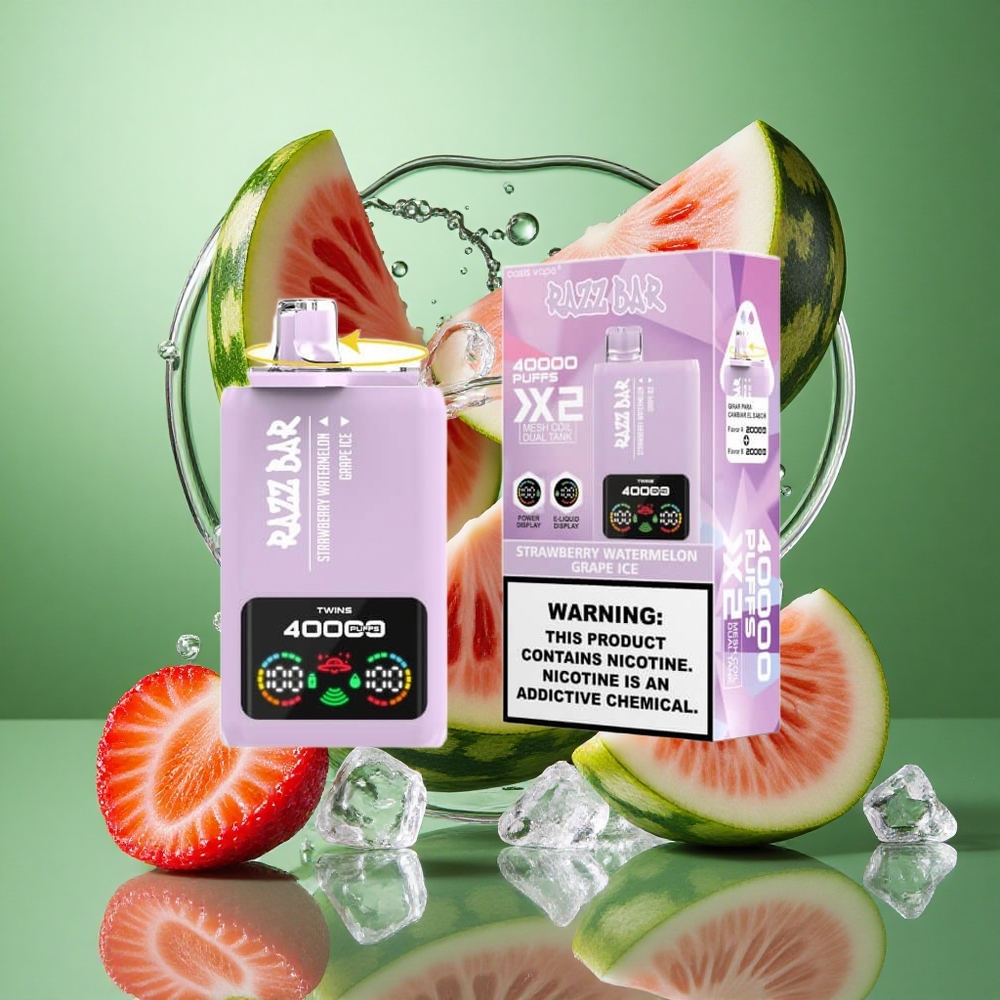 Razz Bar 40000 Puffs Jordbær Vannmelon_Druer Is Strømskjermvisning 650 Mah Batteri wholesale Norway