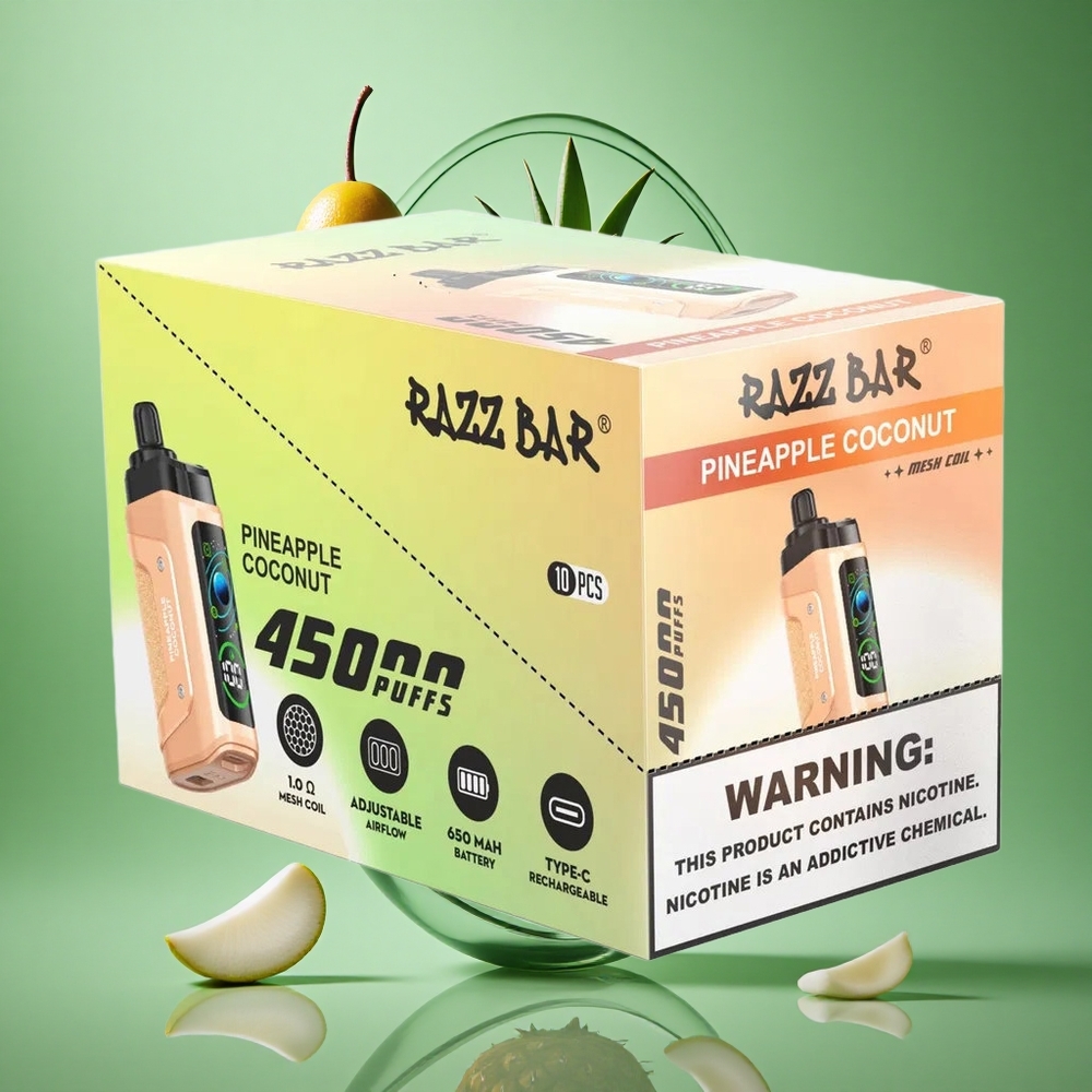 Razz Bar 45000 Puffs Ananas Kokos Justerbar Luftstrøm Type-C Opladbar wholesale Norway