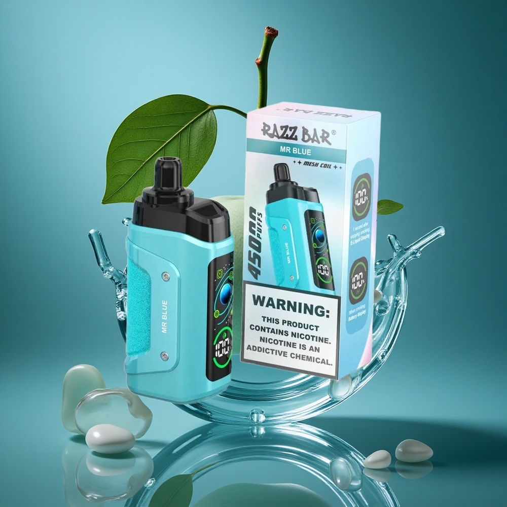 Razz Bar 45000 Puffs Engangs Vape Herr Blå Justerbar Luftstrøm 650 Mah Batteri wholesale Norway