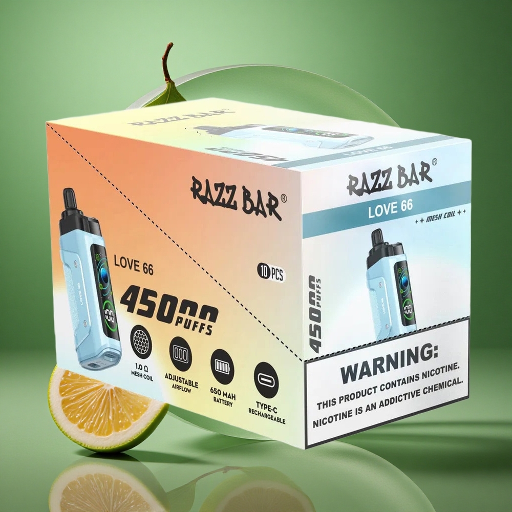Razz Bar 45000 Puffs Engangs Vape Love 66 Justerbar Luftstrøm Type-C Ladbar wholesale Norway