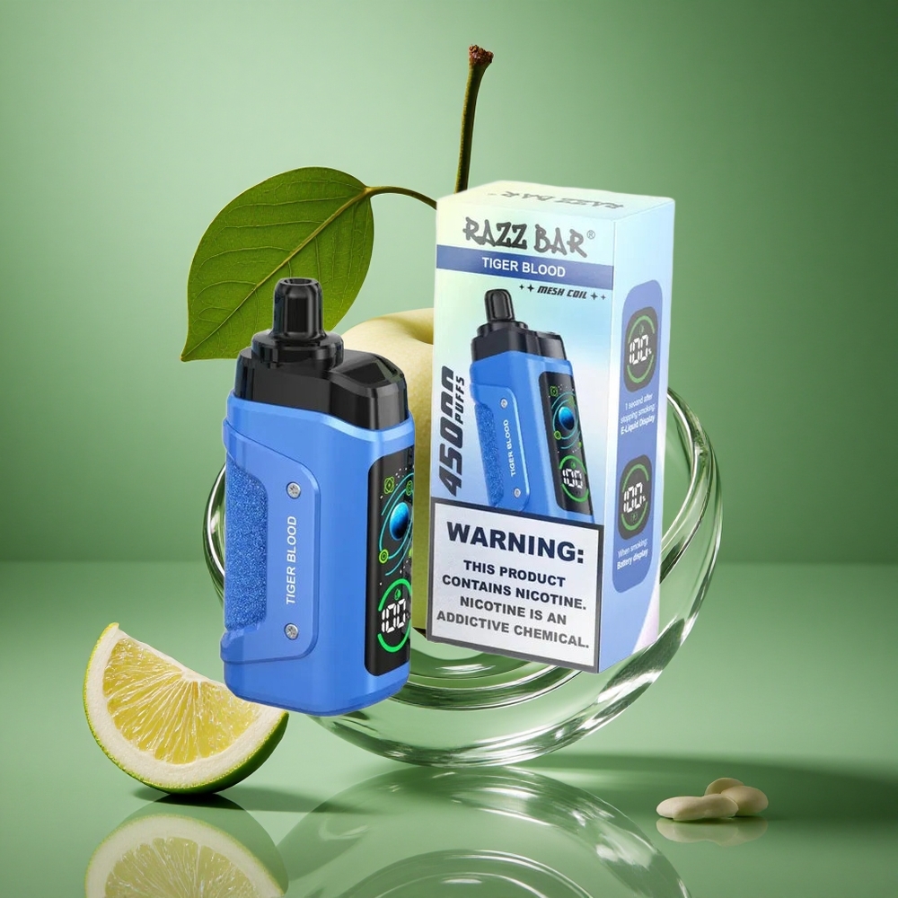 Razz Bar 45000 Puffs Tiger Blod Justerbar Luftstrøm 650 Mah Batteri wholesale Norway