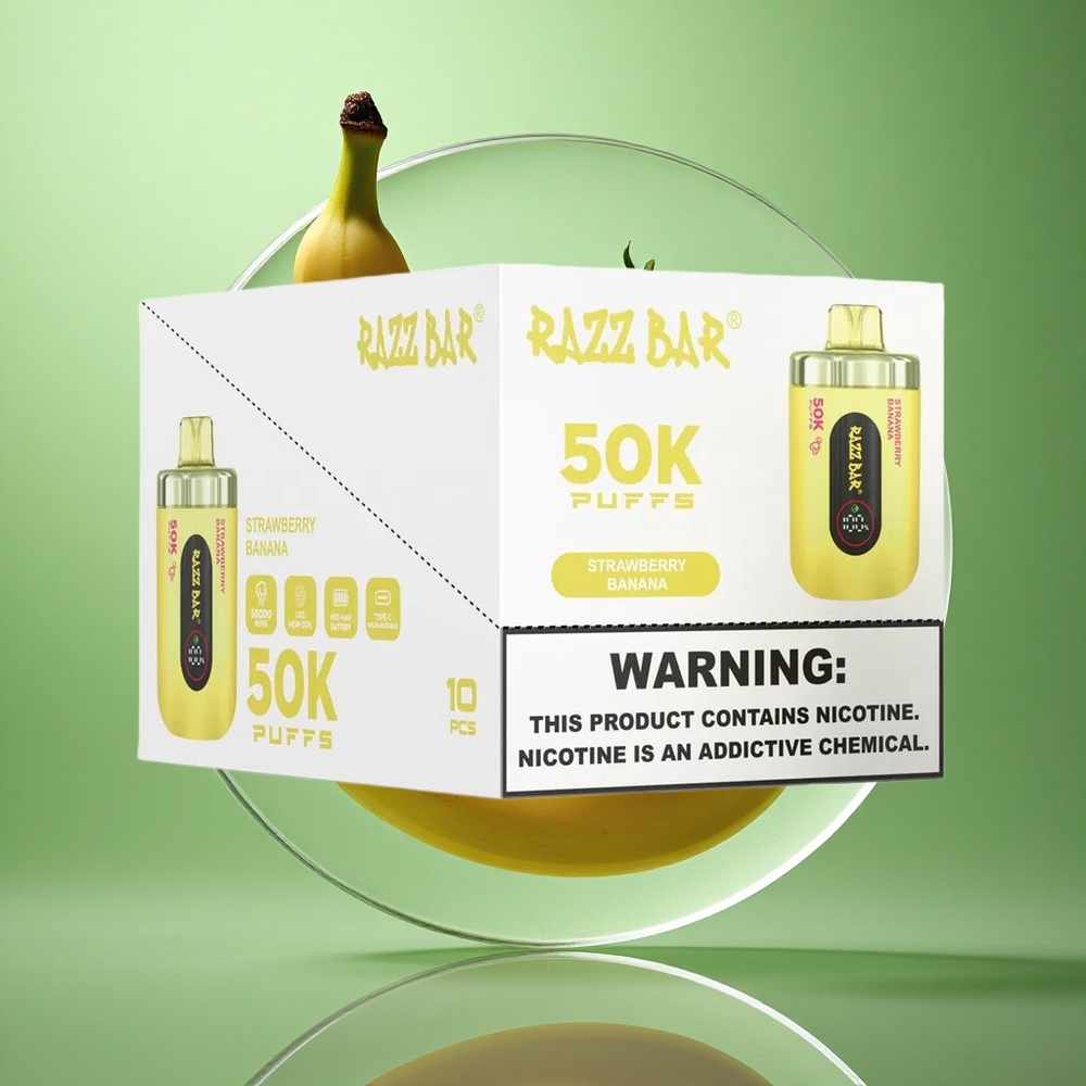 Razz Bar 50000 Puffs Jordbær Banan 1.0 Ohm Mesh Coil Type-C Oppladbar wholesale Norway