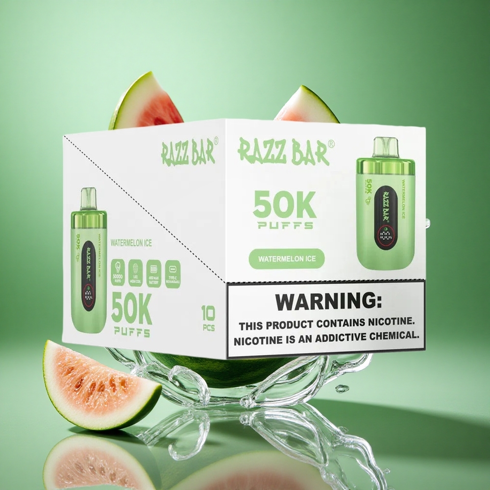 Razz Bar 50000 Puffs Vannmelon Is 1.0 Ohm Mesh Coil Type-C Lading wholesale Norway