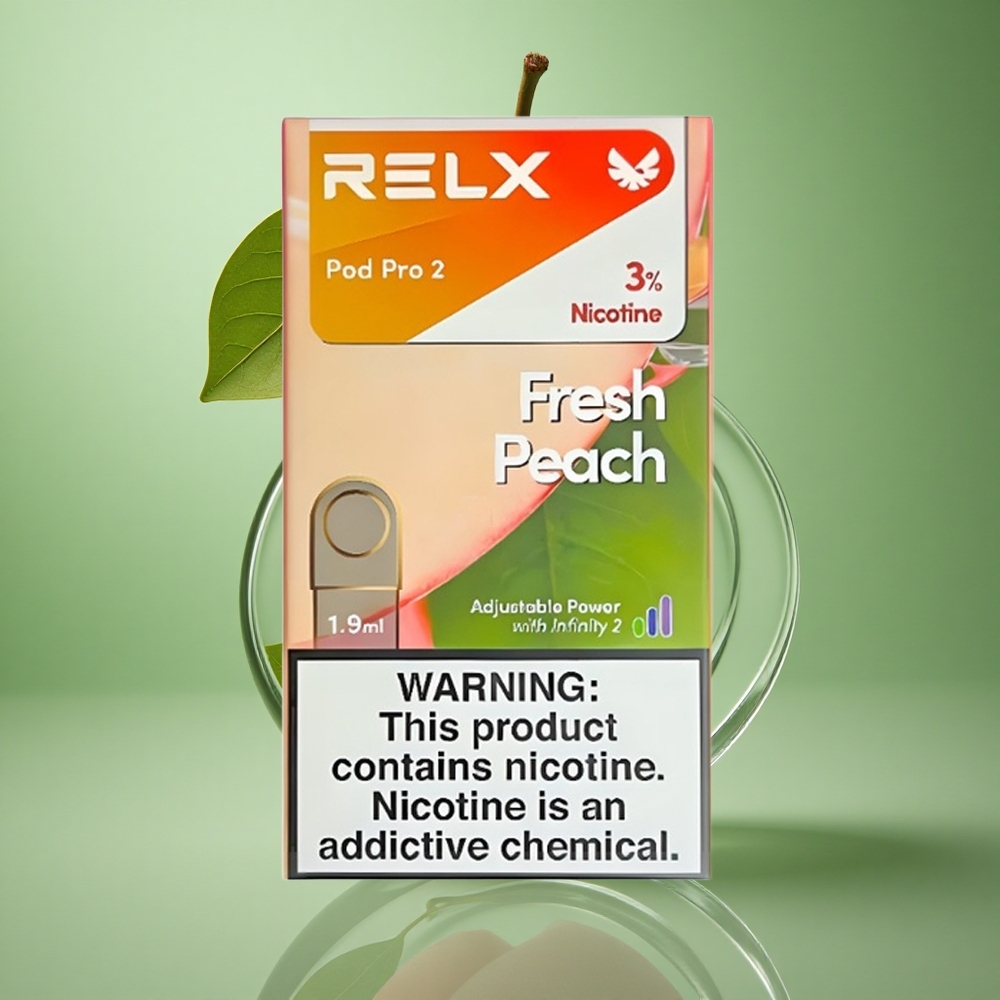 RELX Pod Pro 2 600 Puffs Fersken Smak Nikotinnivå: 3% Voltage Justering wholesale Norway