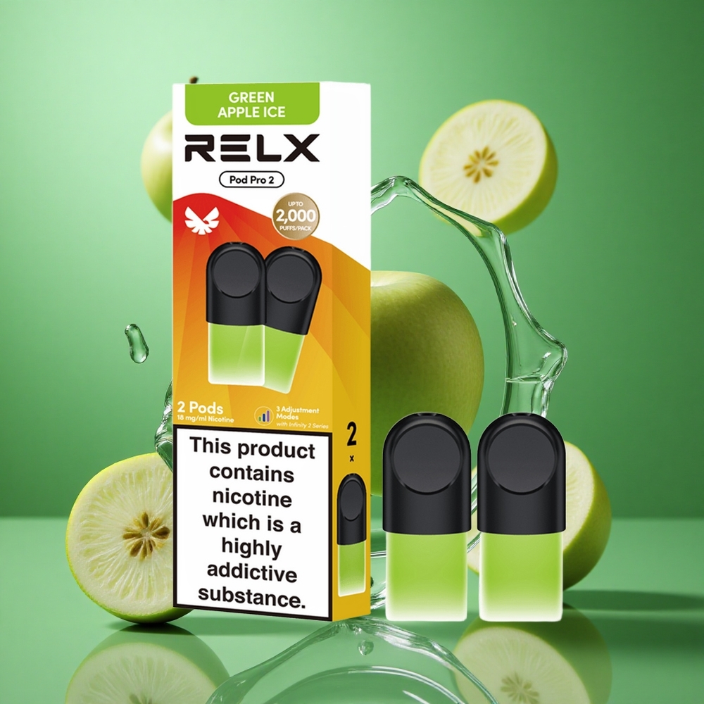 RELX Pod Pro 2 600 Puffs Grønneple Is Nikotininnhold:1.8% / Kapasitet:1.9ml wholesale Norway
