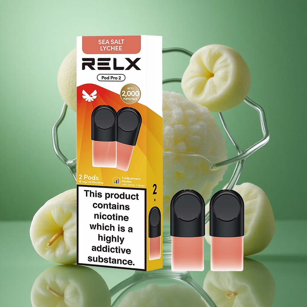 RELX Pod Pro 2 600 Puffs Havsalt Litchi Nikotinnivå:1.8% Vape Kapasitet:1.9ml wholesale Norway