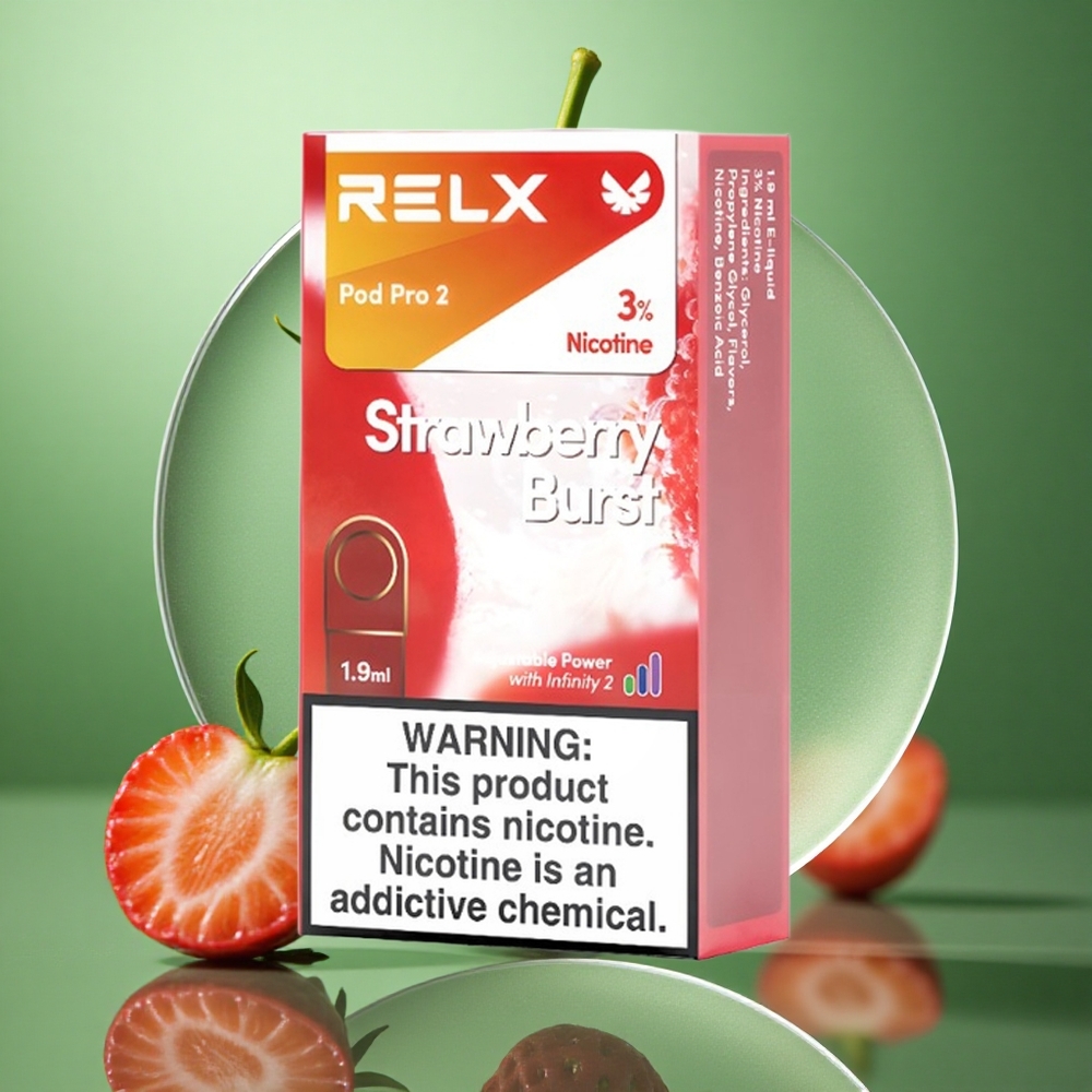 RELX Pod Pro 2 600 Puffs Jordbærsmak Nikotininnhold:3% wholesale Norway
