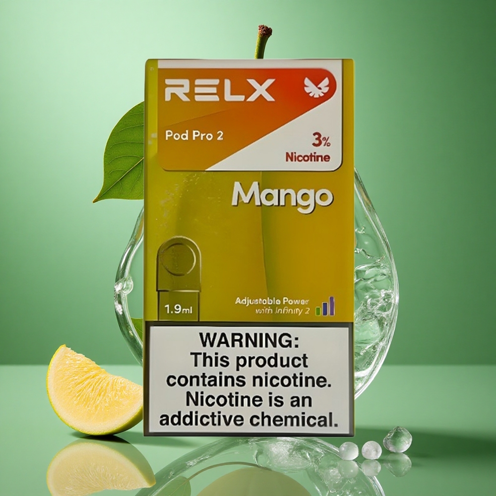 RELX Pod Pro 2 600 Puffs Mango Is 3% nikotin 1.9ml kapasitet wholesale Norway