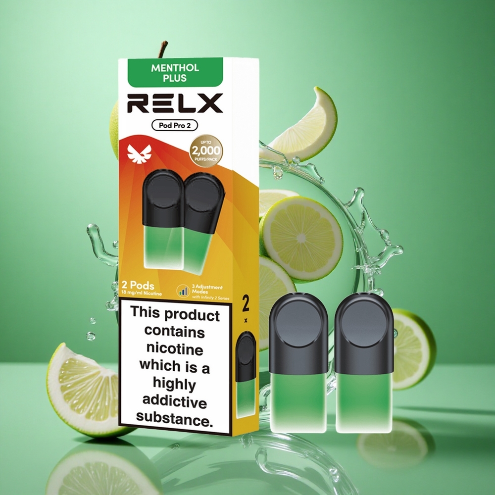 RELX Pod Pro 2 600 Puffs Mynte-Mentol Pluss Nikotininnhold:1.8% wholesale Norway